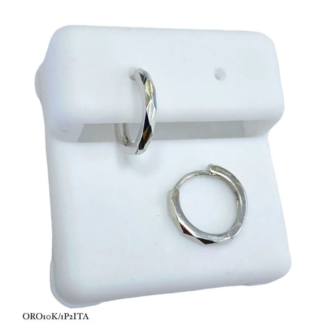ARRACADA FACETADA GRUESA ORO BLANCO - ORO 10K