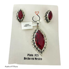 SET JUEGO ZIRCONIA GUINDA FORMA SEMILLA CON MARGEN PAVONADO - PLATA .925