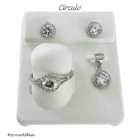 SET JUEGO CIRCULO ZIRCONIA - 3 PIEZAS  - PLATA .925