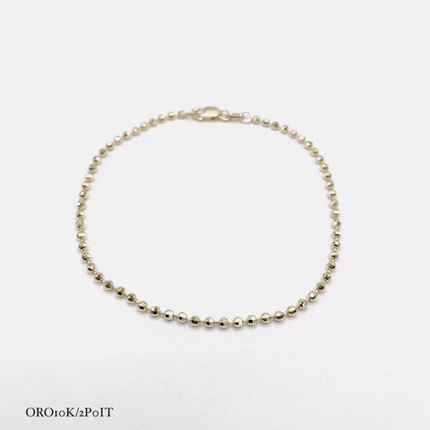 PULSO BOLEADO / BOLAS - 18 CM - ORO 10K