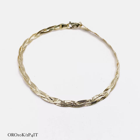 PULSO TRENZA DIAMANTADO - 18 CM - ORO 10K