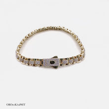 PULSO TIPO RLX CON ZIRCONIA  - 18 CM - ORO 10K