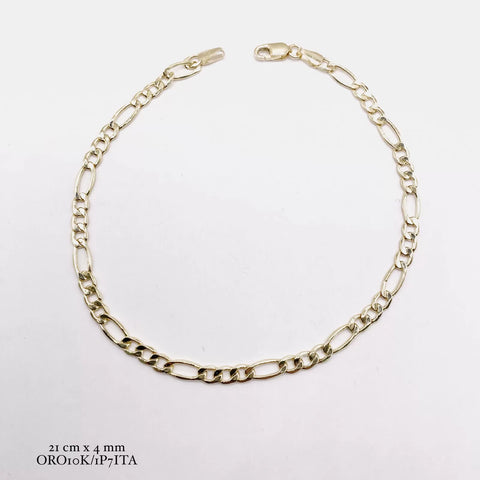 PULSO FIGARO CART 3X1 ITALY - 21 cm x 4 mm - ORO 10K