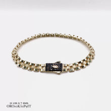 PULSO TIPO RLX CON BROCHE MONACX ZIRCONIA NEGRA - 21 cm x 7 mm - ORO 10K