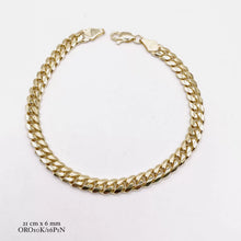 PULSO BARBADO CUBANO - 21 cm x 6 mm - ORO 10K