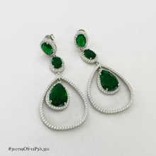 ARETE LARGO GOTAS ZIRCONIA VERDE - PLATA .925