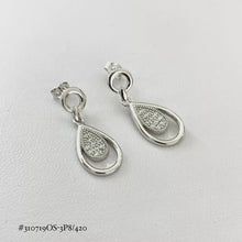 ARETE LARGO DOBLE GOTA ZIRCONIA Y LISO - PLATA .925