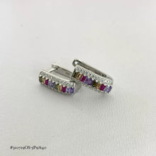 ARETE ZIRCONIA BAGUETTES COLORES - PLATA .925