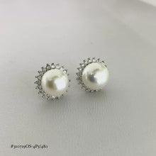 ARETE PERLA TIPO FLOR CON ZIRCONIA - PLATA .925