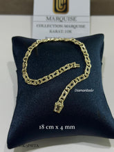 PULSO MARQUISE OJO DE TIGRE DIAMANTADO - 18 cm X 4 mm - ORO 10K