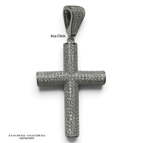 DIJE DE CRUZ CON ZIRCONIA - AZA ABIERTA - PLATA .925