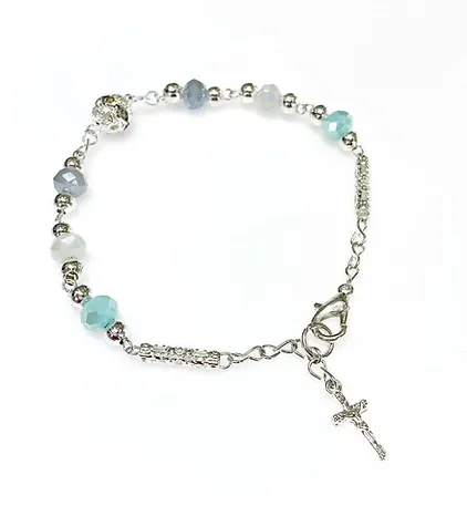 PULSERA CRISTAL AZUL - GRIS / PLATEADA