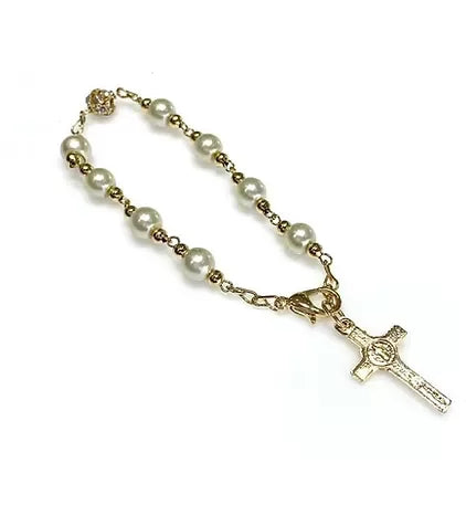 PULSERA PERLITAS CON CRUZ MINI