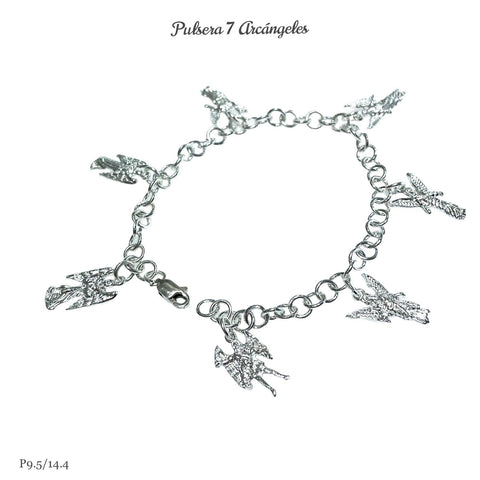 PULSERA 7 ARCANGELES COLGANTES - PLATA .925