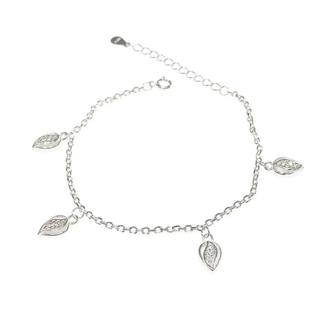 PULSERA HOJAS COLGANTES - PLATA .925