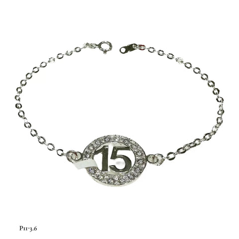 PULSERA 15 AÑOS CIRCULO MEDIANO - PLATA .925