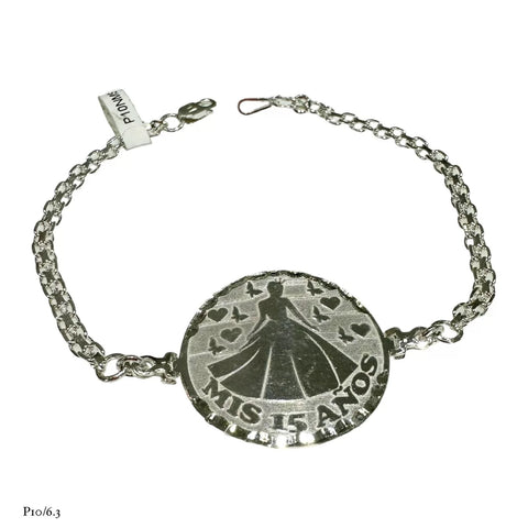 PULSERA 15 AÑOS CIRCULO LASER - PLATA .925