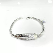 PULSERA PLACA LLAVE SAN BENITO - PIEDRA BLANCA - PLATA .925