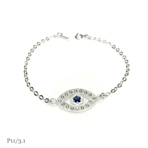 PULSERA OJO ZIRCONIAS - PLATA .925 - AZUL