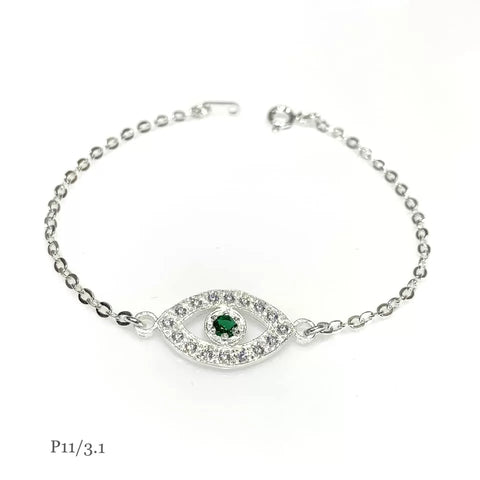 PULSERA OJO ZIRCONIAS - PLATA .925 - VERDE