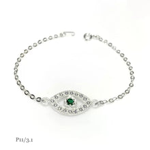 PULSERA OJO ZIRCONIAS - PLATA .925 - VERDE