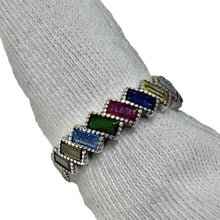 ANILLO BAGUETTES COLORES - PLATA .925