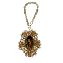 COLGANTE VIRGEN GUADALUPE BORDADO CONITOS DE CRISTAL