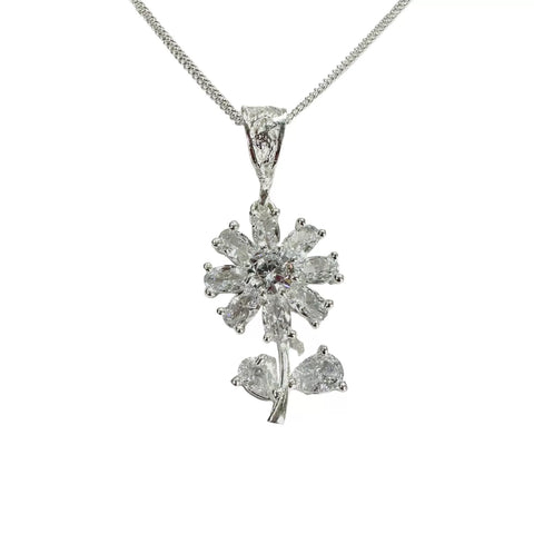 GARGANTILLA CON FLOR ZIRCONIA  - PLATA .925