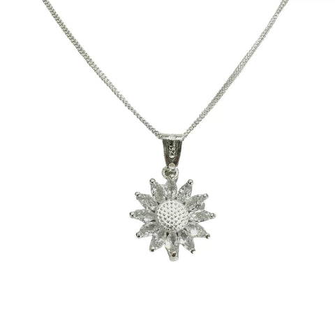 GARGANTILLA CON FLOR GIRASOL  - PLATA .925