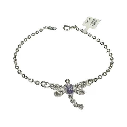 PULSERA LIBÉLULA - PLATA .925 - LILA