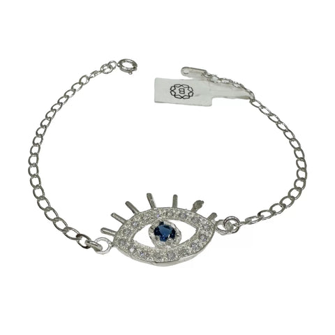 PULSERA OJO CON PESTAÑAS - PLATA .925 - AZUL