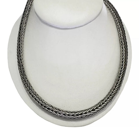 CADENA PAVONADA ESPIGA COMBINADA 60 cm - 7 mm - PLATA .925