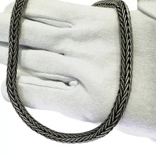 CADENA PAVONADA ESPIGA COMBINADA 60 cm - 7 mm - PLATA .925
