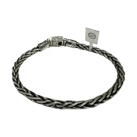 PULSO ESPIGA GRUESA PAVONADO - 23 cm - PLATA .925