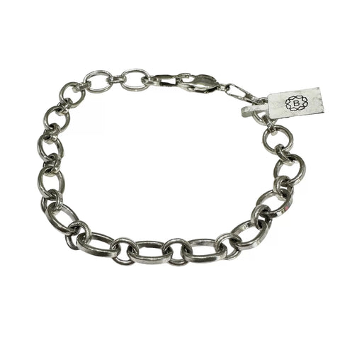 PULSO ESLABÓN OVAL PAVONADO - PLATA .925