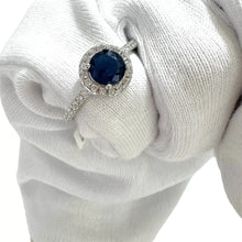 ANILLO CIRCULO ZIRCONIA AZUL CON LATERALES - PLATA .925