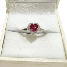 ANILLO CORAZÓN ZIRCONIA GUINDA - PLATA .925