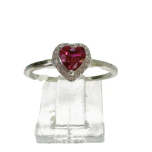 ANILLO CORAZÓN ZIRCONIA GUINDA - PLATA .925