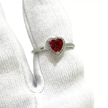 ANILLO CORAZÓN ZIRCONIA GUINDA - PLATA .925