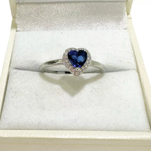 ANILLO CORAZÓN ZIRCONIA AZUL - PLATA .925