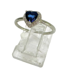 ANILLO CORAZÓN ZIRCONIA AZUL - PLATA .925