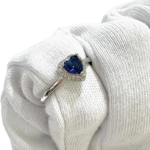 ANILLO CORAZÓN ZIRCONIA AZUL - PLATA .925