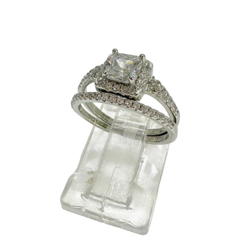 ANILLO ALIANZA CUADRO ZIRCONIA - PLATA .925