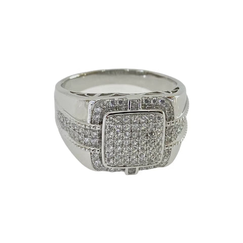 ANILLO CUADRO CON CINTILLA LATERAL - PLATA .925