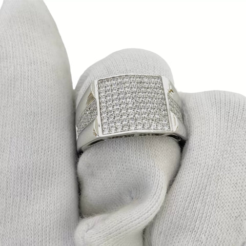 ANILLO CUADRO PLANO CON LINEA LATERAL - PLATA .925