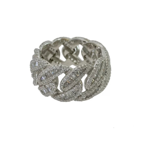 ANILLO CADENA GRANDE BAGUETTES - PLATA .925