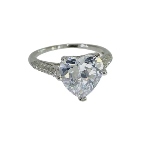 ANILLO CORAZÓN CENTRAL TIPO SOLITARIO - PLATA .925