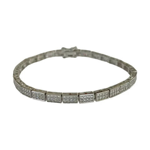 PULSERA RECTANGULAR ZIRCONIAS - PLATA .925