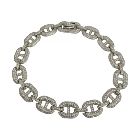 PULSO TIPO CLIPS BROCHE ZIRCONIAS  - PLATA .925