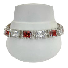 PULSERA RECTANGULOS LADRILLO Y BLANCO ZIRCONIA - PLATA .925